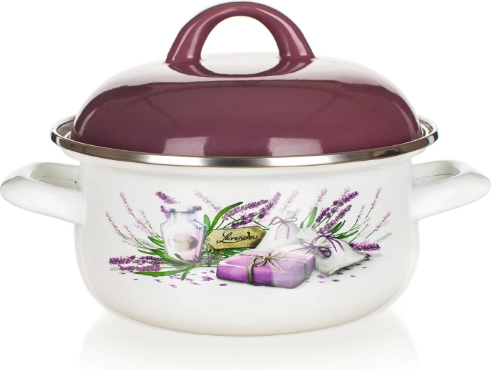 Enamelled Casserole Lavender 22 cm with Lid, 2.9 l