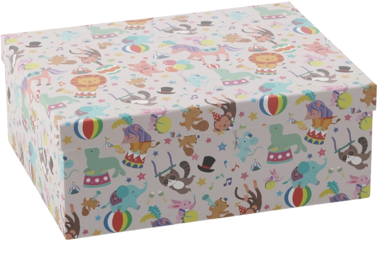 Dāvanu kaste ar krāsainu dzīvnieku motīvu 33,4 × 26,6 × 12,9 cm - 1 gab.