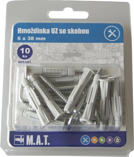 Mezgla dībelis ar skavu 6×38 mm, baltais cinks (10 gab.)