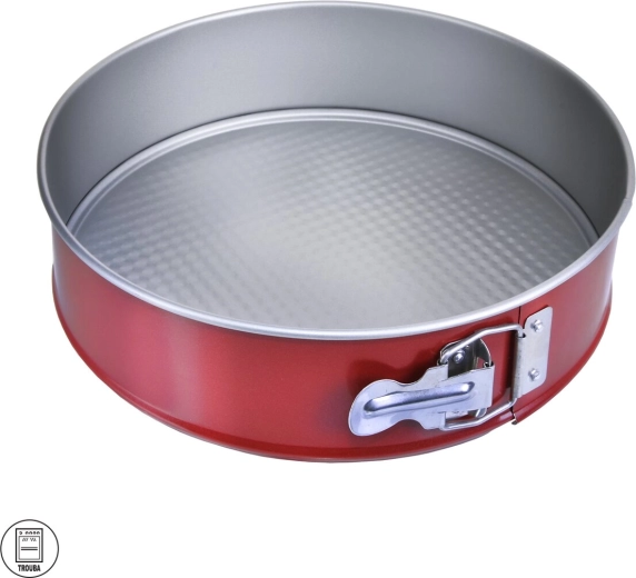 Metal cake pan with non-stick coating 24 cm red-grey