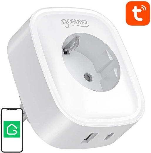 Viedā kontaktligzda Gosund ar USB‑C 20 W, Wi‑Fi/Bluetooth un patēriņa mērīšanu, 16 A