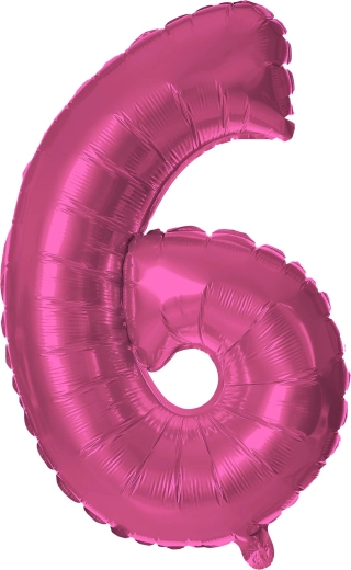 Foil balloon number 6 pink 30 cm TORO