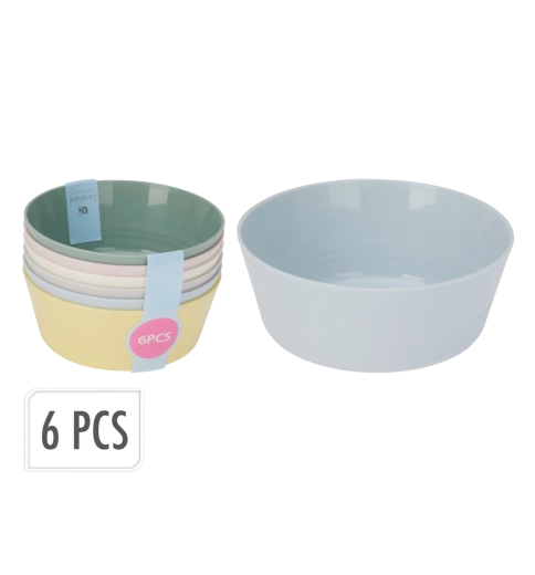 Plastmasas bļodu komplekts 300 ml, 6 gab., krāsains mikss