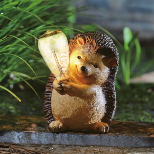 Solar garden hedgehog figurine with filament LED