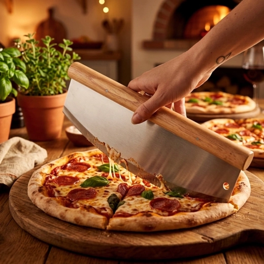 Fast pizza cutting without shifting toppings