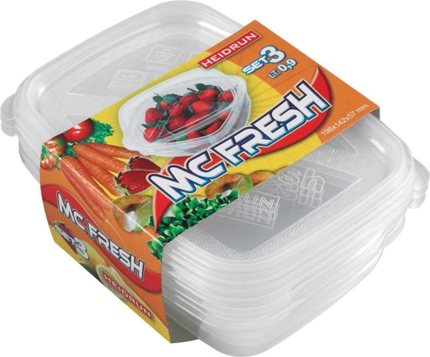 Plastmasas pārtikas trauki HEIDRUN McFresh 0,9 l, komplekts 3 gab.