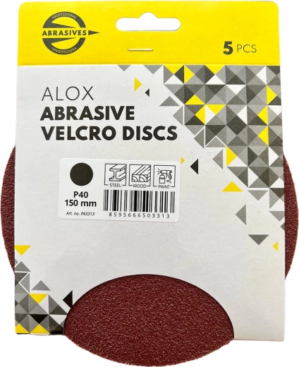 Slīpēšanas diski 150 mm, graudainība 40, sausā līplente (5 gab.)