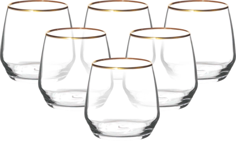 Rubin Gold set of 6 glasses 370 ml with a gold rim