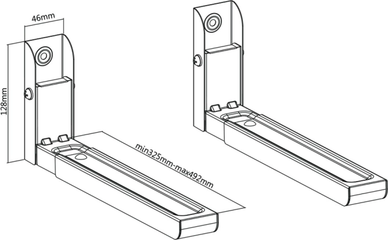 Regulējams dziļums 325–492 mm