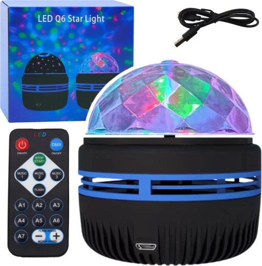 USB LED projektors un nakts lampiņa RGB 360° ar tālvadības pulti