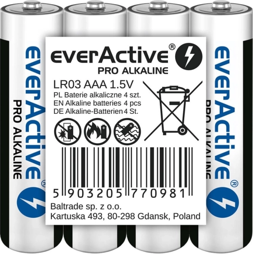 Sārma baterijas AAA everActive Pro Alkaline, 4 gab.