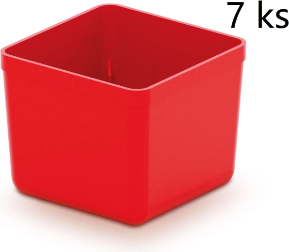 Komplekts ar 7 plastmasas kastītēm instrumentiem Unite Box, sarkanas, 55 × 55 × 165 mm