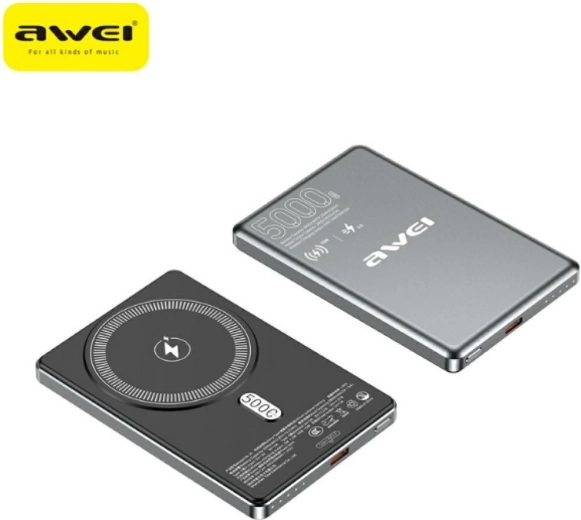 Awei PA-30 MagSafe powerbanka 5000 mAh pelēka