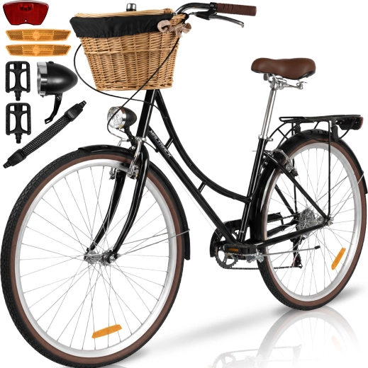 Sieviešu pilsētas velosipēds AVILO melnā krāsā ar groziņu – 1 gab.