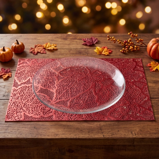 PVC placemat with leaf motif, rose gold