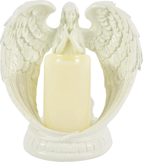 Decorative LED angel with candle – figurine and candle holder 21 cm