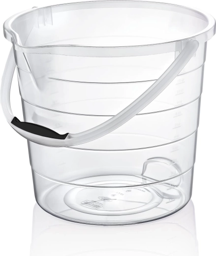 Caurspīdīgs plastmasas spainis 15 l ar mērskalu