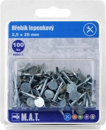Galvanized roofing felt nails 20 × 2.5 mm (100 pcs)