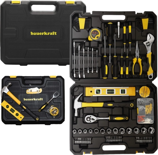 Bauerkraft rokas instrumentu komplekts koferī (140 daļas)