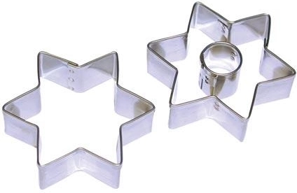 Stainless steel star cookie cutters 5 cm with center, 2-piece set