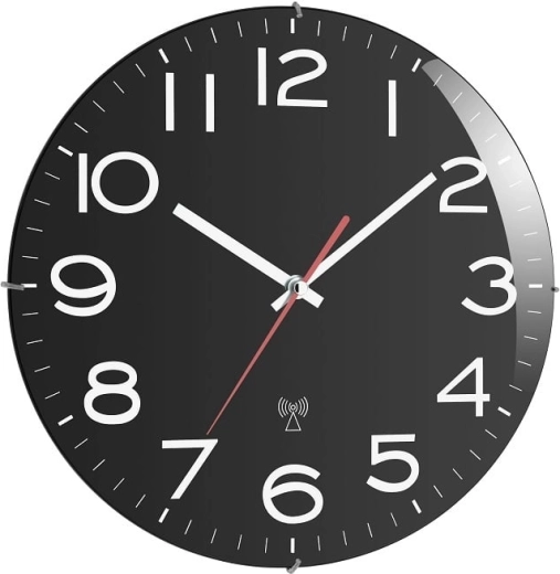 TFA Black Radio-Controlled Analog Wall Clock