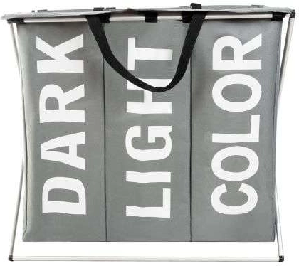 Salokāms trīs nodalījumu veļas grozs DARK/LIGHT/COLOR uz statīva – 1 gab.
