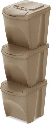 Šķirošanas atkritumu tvertņu komplekts Sortibox Eco Wood 3×25 l, Naturo