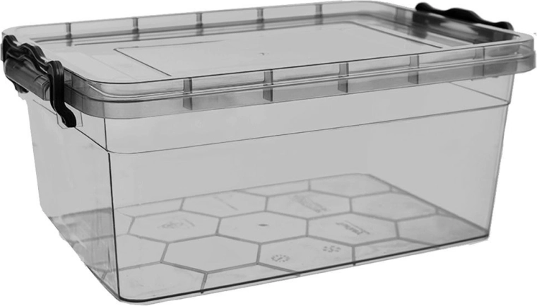 Plastic food storage box with lid 5 l grey