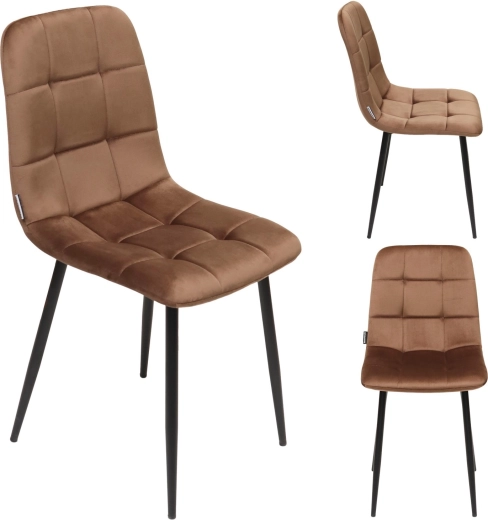 Upholstered dining chair in velvet in a loft style, brown