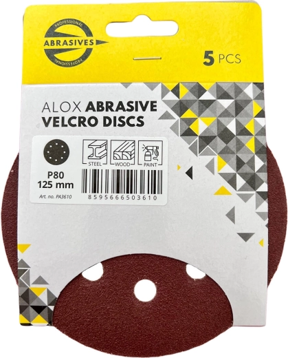 Slīpēšanas disks 125 mm, graudainība 100, 8 caurumi, sausais Velcro (5 gab.)