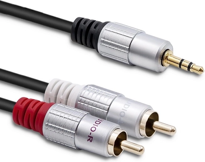 Kabelis 2xRCA uz 3,5 mm Jack, 1 m, melns