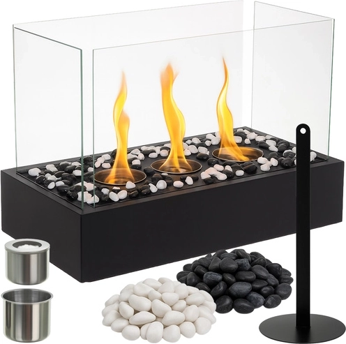 Kaminer tabletop bio fireplace for bioethanol with glass walls 45 × 30 × 21 cm