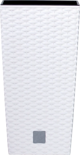 White rattan-style planter with square insert 17 × 17 × 32.4 cm