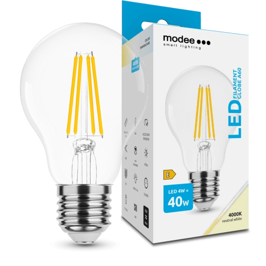 Modee Smart Lighting LED filamenta spuldze Globe E27 4 W neitrāli balta