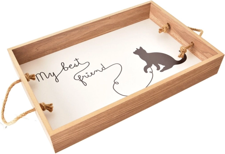 Wooden serving tray Lovely Cat 38 × 25 cm