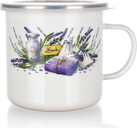 Enamel Mug with Lid Lavender 0.7 l