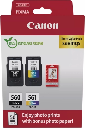 Canon PG-560/CL-561 foto vērtības komplekts ar fotopapīru