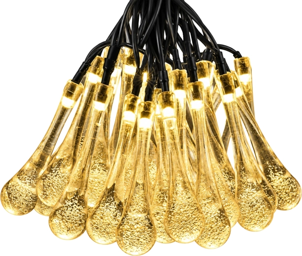 Saules enerģijas Ziemassvētku dārza gaismas virtene ar lāstekām, 50 LED, 7,5 m