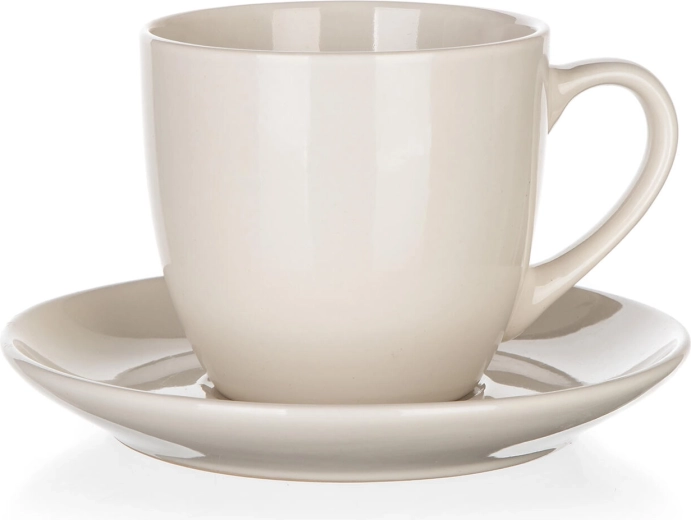 Keramikas tasīte ar apakštasīti 250 ml Natural Ivory