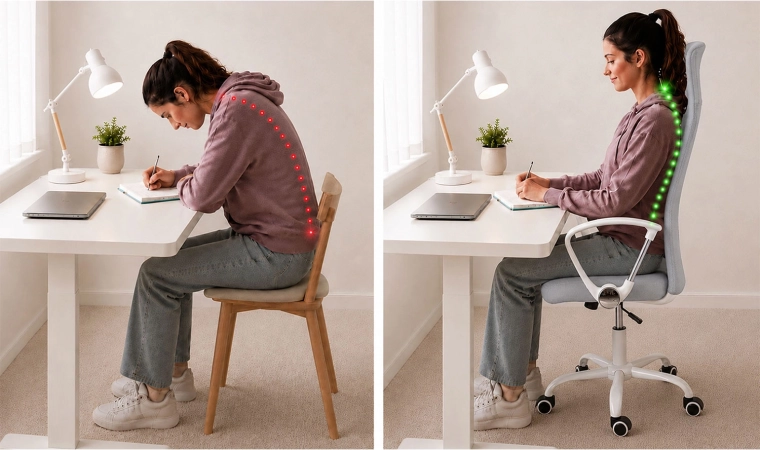 Ergonomisks muguras atbalsts pareizai ķermeņa stājai