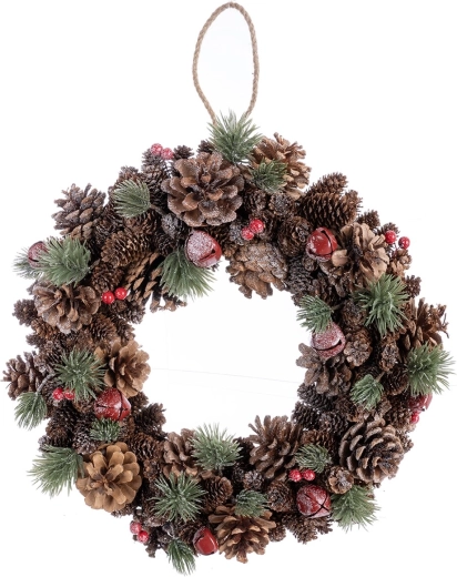 Decorative pine cone wreath BELL 40 cm