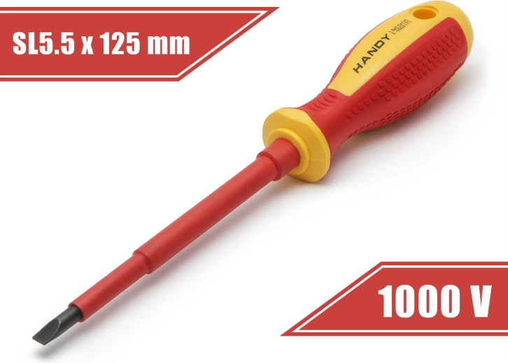 Izolēts plakanais skrūvgriezis 5,5 × 125 mm līdz 1000 V