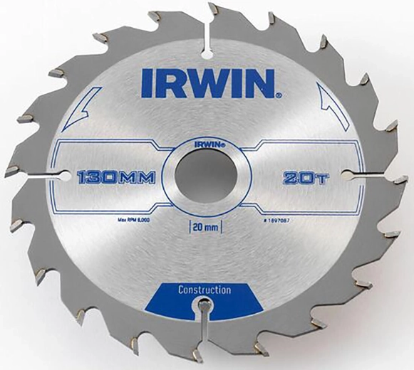 Zāģa ripdisks IRWIN 130 mm, 20/16 mm, 20 zobi, plāns griezums