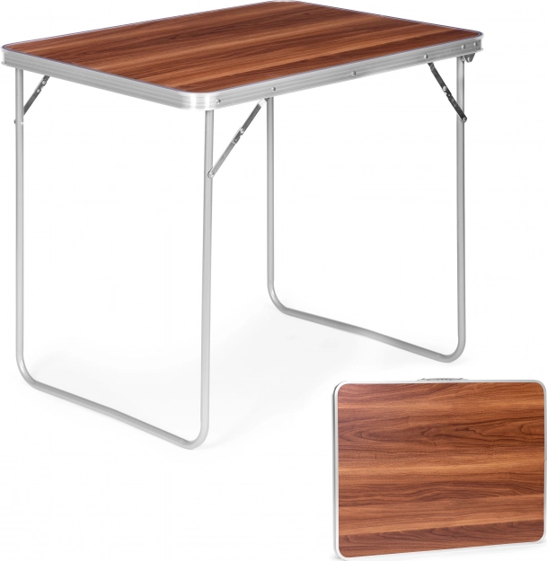 Saliekams tūrisma galds 80 × 60 cm ar koka imitācijas virsmu
