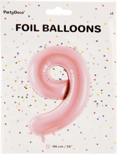 Folijas balons cipars 9, rozā, 86 cm