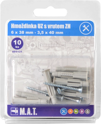 Mezglojošā dībeļa ar atloku 6 mm ar skrūvi PH, cinkota (10 gab.)