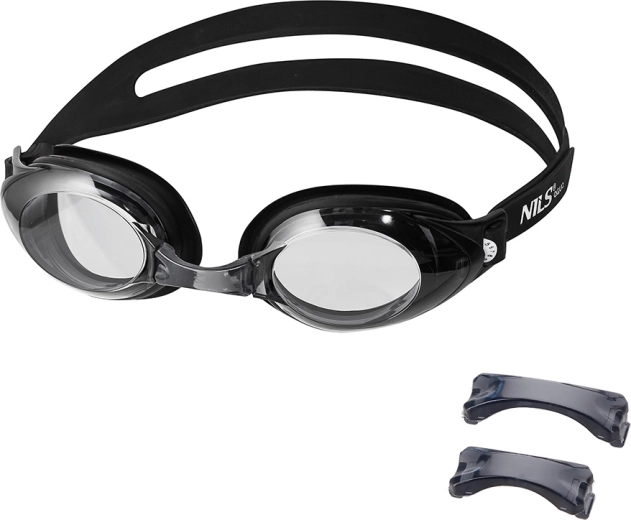 NILS Aqua swimming goggles black with Anti‑Fog technology and UV protection