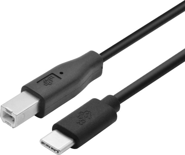 USB‑C uz USB‑B printera kabelis 1,8 m melns