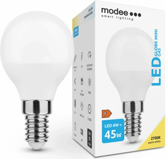 LED spuldze Modee Lighting Globe Mini G45 6W E14 silti balta