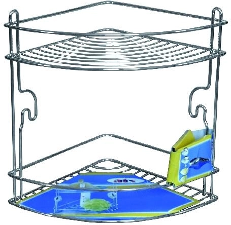 Stūra divstāvu plaukts STICK, hroms, 20 × 20 × 26 cm
